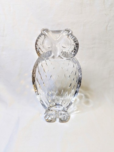 Bayel Owl Clear Cut Crystal Ashtray Vintage French Dish Pipe Stand Glass Signed - Picture 2 of 13