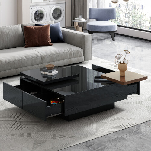 U-Can Accent LED Coffee Table with Storage Modern Center Table with LED Lights - Picture 50 of 69