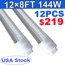 12Pack 8FT LED Ballast Bypass Bulbs T12 HO LED Replacement Tube Light 144W 6500K