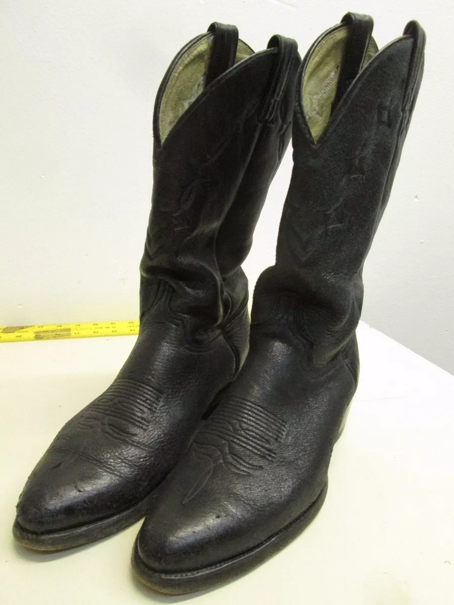 Men s Vintage No Brand black elk hide leather cowboy boots size 9.5 D EUC eBay