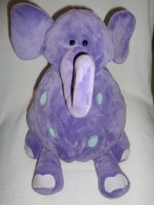ELEPHANT Purple Velour Plush fat 12" sitting aqua spots Animal Alley Toys R Us