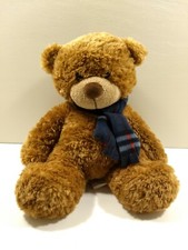 Aurora World 2017 13" Plush Brown Bear with Blue Scarf Excellent Quality