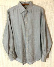 Robert Graham Men's Large Blue Gold Checked Flip Cuff L/S Button Down Shirt