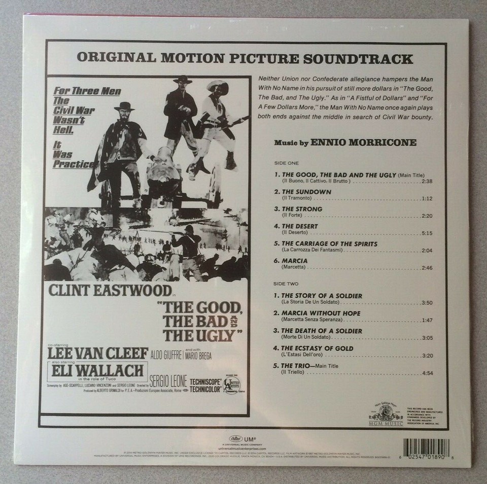 THE GOOD BAD & UGLY Soundtrack LP 2014 Morricone 180 Gram Vinyl RARE ...