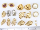 Vintage Crown Trifari Earrings Jewelry Lot Rhinestone Silver Gold Modernist Leaf