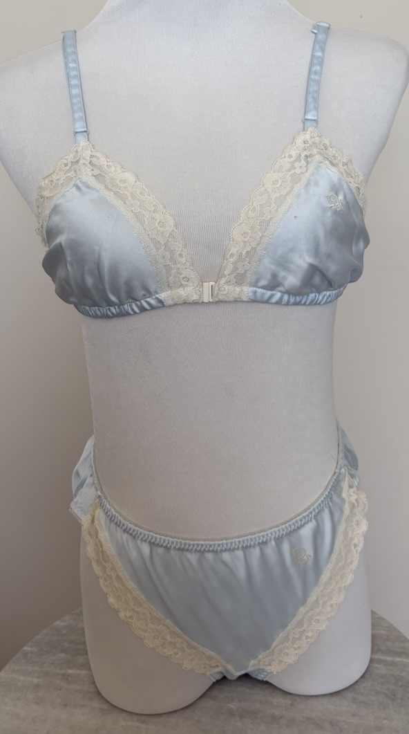 VTG Christian Dior Camisole Half Slip Bra Panties Set Satin