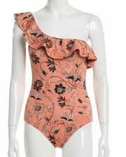  345 Ulla Johnson Women's Orange Martina Maillot One Piece Swimsuit Size X-Large