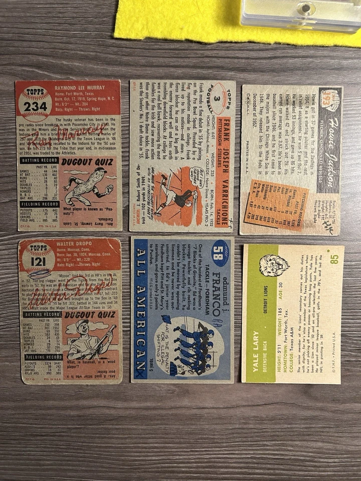 Vintage MLB/NFL Topps (MK) Lot Of (6) Poor(MK) *Read* - Image 2 of 2