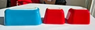Set of 3 Pyrex Primary Colors Blue & Red Refrigerator Dishes Bowls 502-B 501 Vtg