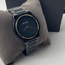 Bulova Millennia 98A313 Black Gold Dial Stainless Quartz Men's Watch 41MM NEW