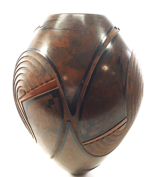 ESTADO: Jarrón de cerámica Salvador Baca Mata Ortiz tallado pintado pieza de galería Foto 2 de 4