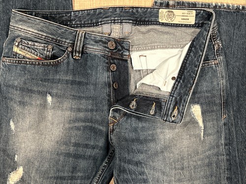 Diesel Viker Jeans Regular Straight Fit Herren 33 x 32 Blau Waschung Button Fly - Bild 4 von 4