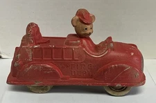 Vintage 1930s Walt Disney Mickey Mouse Toy Fire Truck Sun Rubber Co Vintage Toy