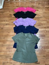 Lot of 5 Healing Hands HH Works Women  s Size Small Scrub Tops