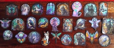 26 x ''TIER GLASMALEREI KUNST'' KLEINE VINYL AUFKLEBER (SET 5) * HAUSHALT * WILDTIERE