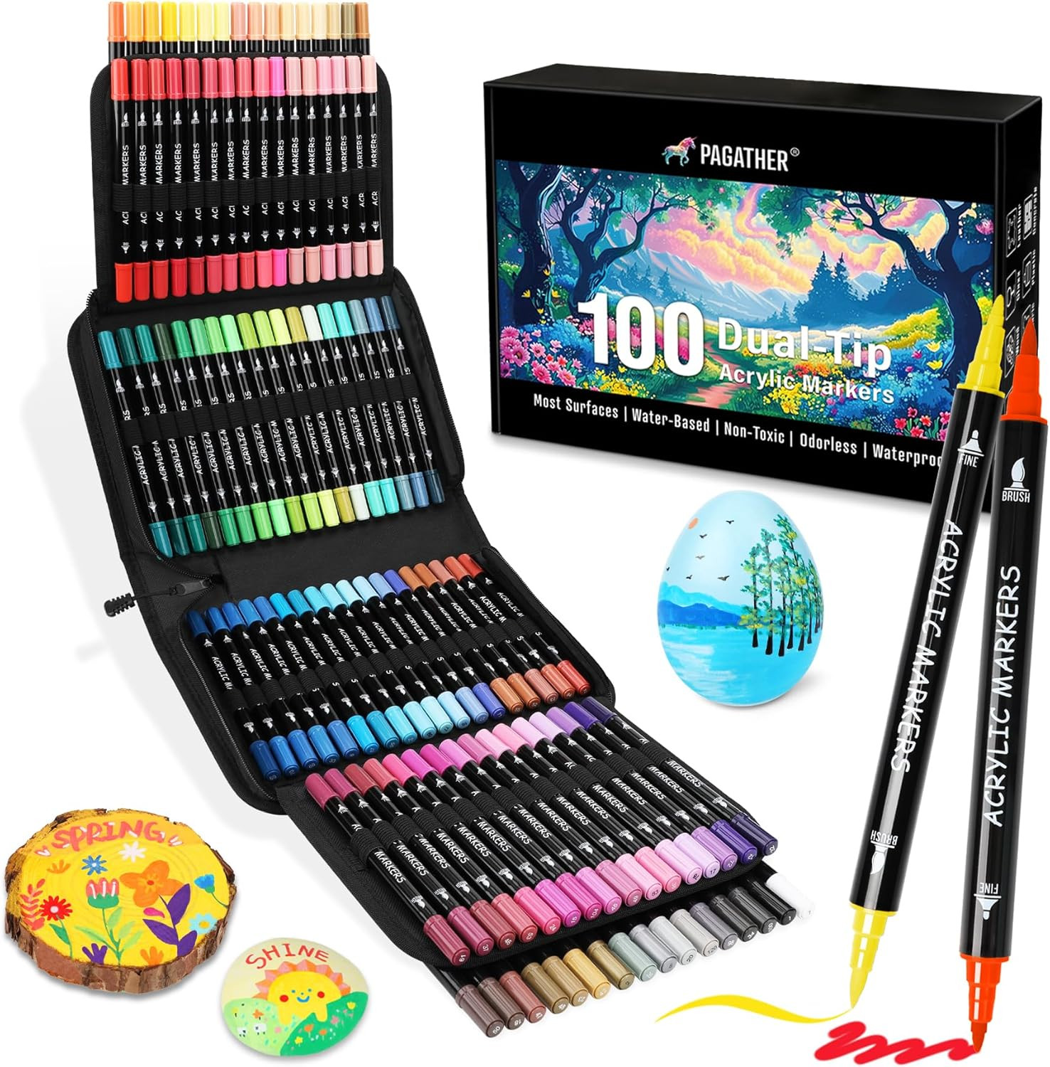 72 Colors Acrylic Paint Markers, Dual Tip with Fine Tip and 