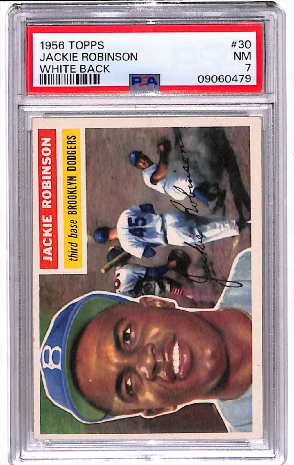 1956 Topps Jackie Robinson #30 White Back PSA 7