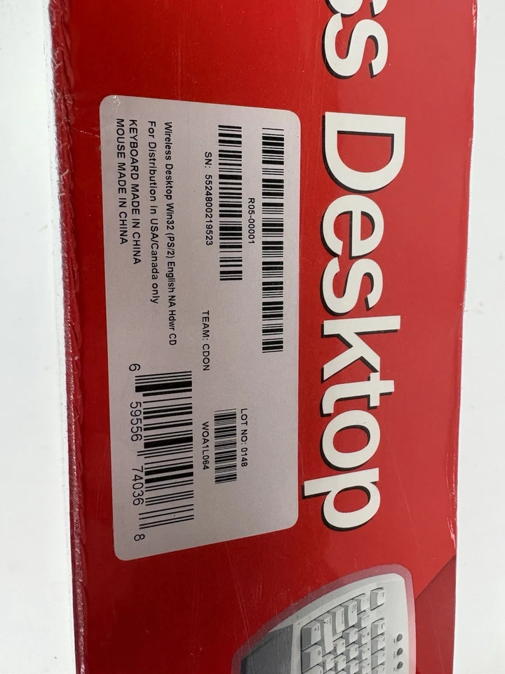 Vtg Microsoft Desktop Wireless Keyboard & Mouse PS/2 P/N X08-25059 NIW 2001 - Image 4 of 4