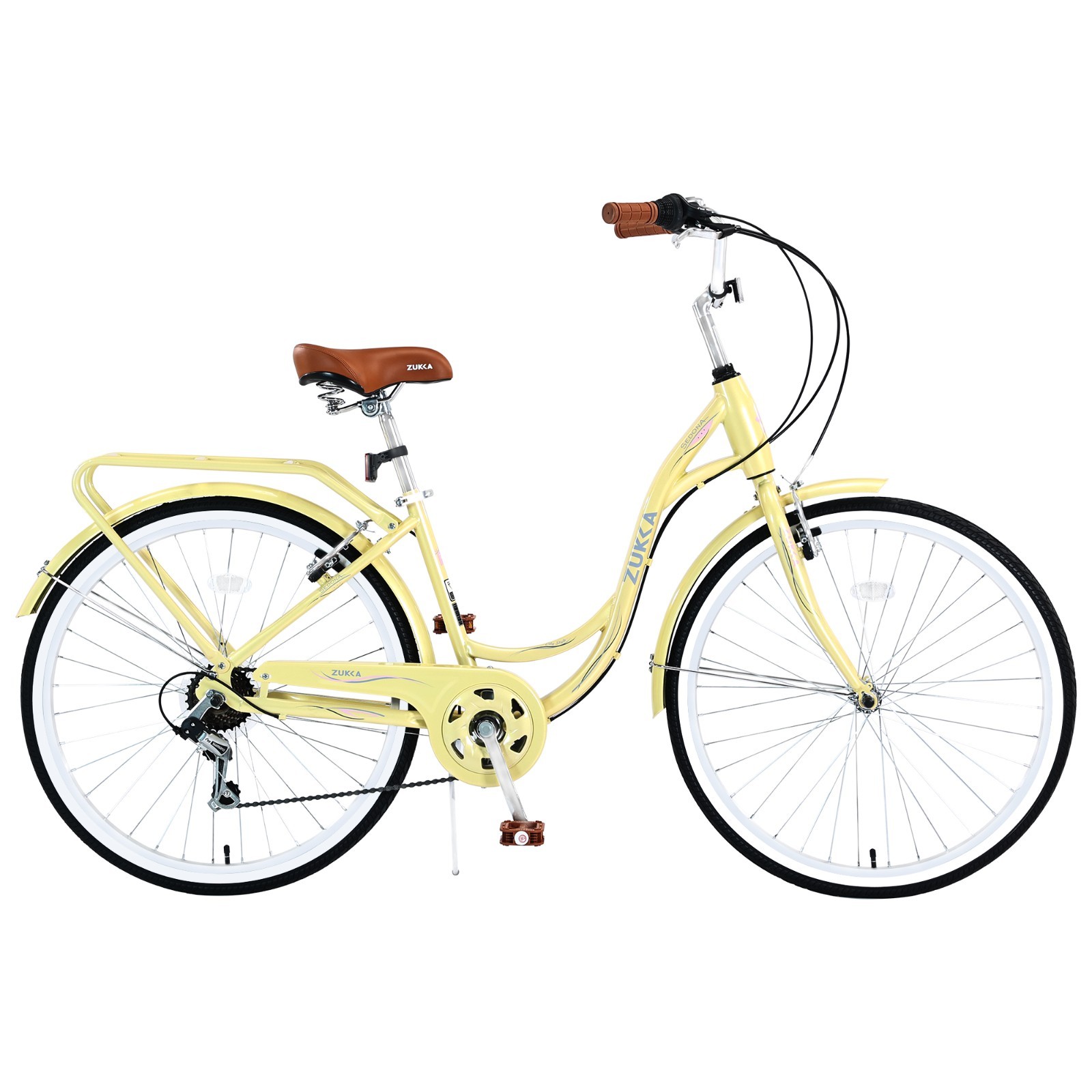 Women's Bike 24 In Beach Cruiser Bike with Back Seat Ladies 