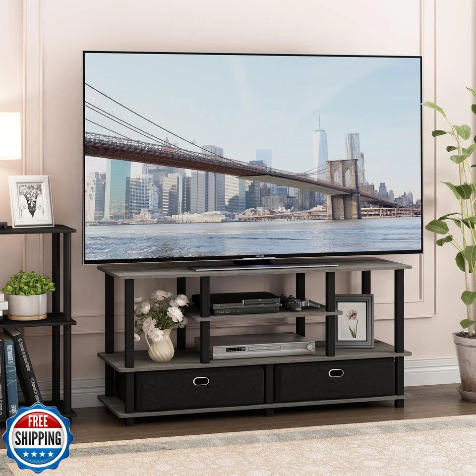 Furinno JAYA Large Stand for up to 55-Inch TV, French Oak, 47. 63(W) x 15. 55 Foto 3 de 4