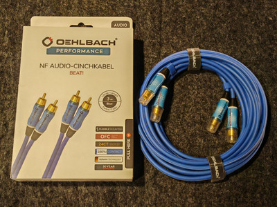 Oehlbach Beat + Stereo Audiokabel 3 Meter + Cinch-Kabel + OFC Kupfer + OVP