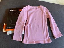 F&F  Thermal Tops Set of 2 Medium Warmth L/Sleeved 3-4yr 104cm Oatmeal/Pink BNWT