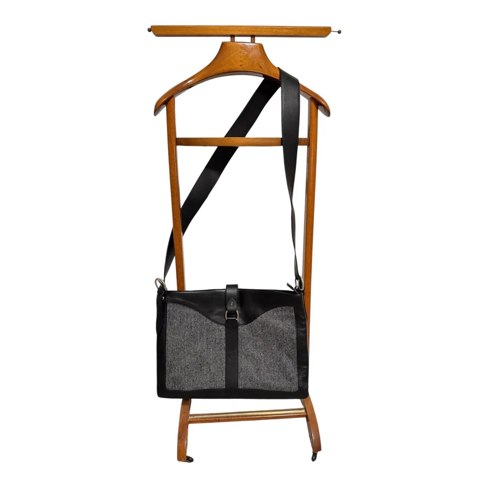 Bolso Mensajero Ghurka Gris Pata de Gallo Sarga/Cuero Negro Viaje de Negocios Foto 2 de 4