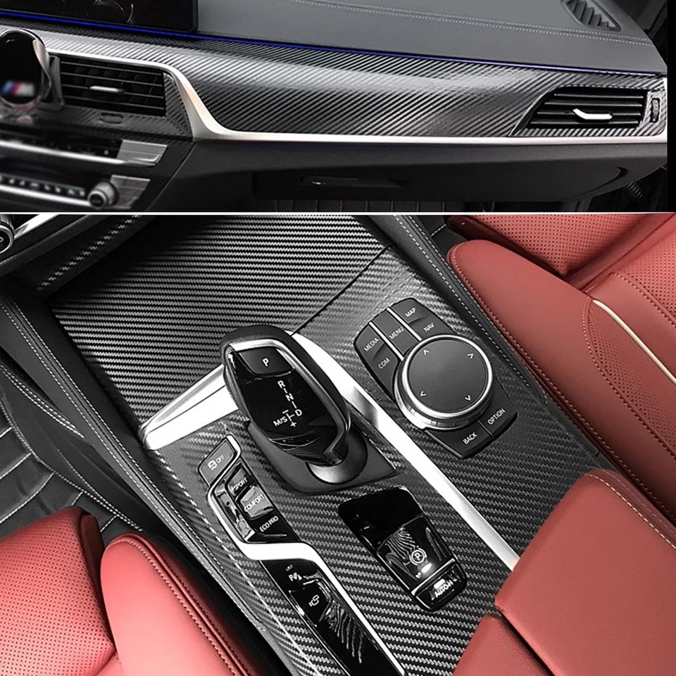 Calcomanía adhesiva interior de fibra de carbono 5D para BMW Serie 5 G30 2018-2022 Foto 2 de 4
