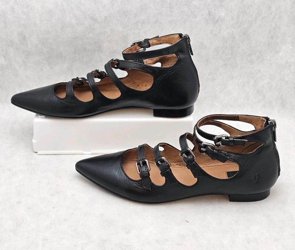 Zapatos planos de ballet con hebilla negra para mujer Frye Sienna talla 6 puntas duraderos de lujo Foto 2 de 4