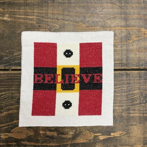Santa Completed Counted Cross Stitch Believe