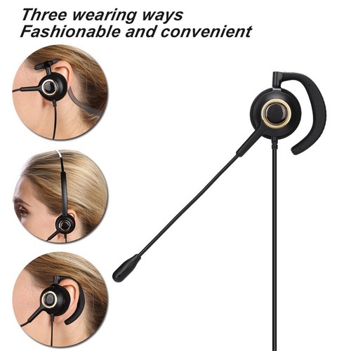 Call Center Headset With Mic Rear Mounted Noise Canceling Customer Service He FG - Zdjęcie 2 z 8