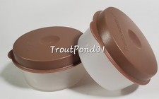 2 Tupperware Smidgets Replacement Condiment Bowls for Bagel Keeper Mocha Brown