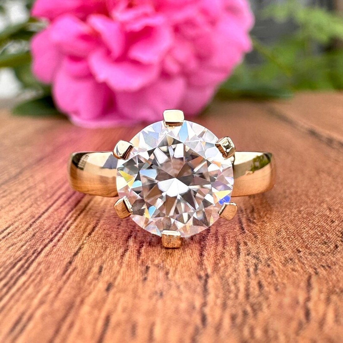 RARE Certified 6.00 Ct Ct White Treated Diamond Solitaire Ring In 925 Silver