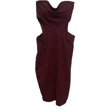 Windsor New With Tag Burgundy Strapless Sweetheart  Glitter Mini Dress Size M