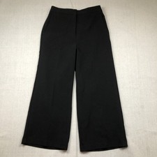 Zara Pants Womens Size M Black Wide Leg Pull On Elastic Waist Workwear Casual