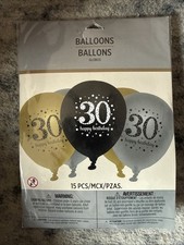 30th Happy Birthday Balloons 15ct