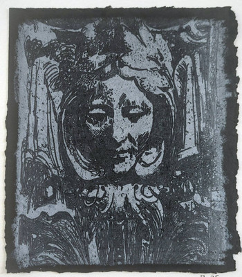 OOAK Sgraffito Relief Drawing Oil Stick Pastel on Paper 5.5x6in Contemporary Art