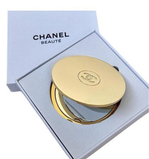 Chanel Beauty Gold Metal Compact Mirror Limited Edition Gift Boxed