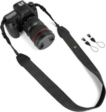 Camera Strap Vintage Black Shoulder Strap with Quick Release Buckles 
