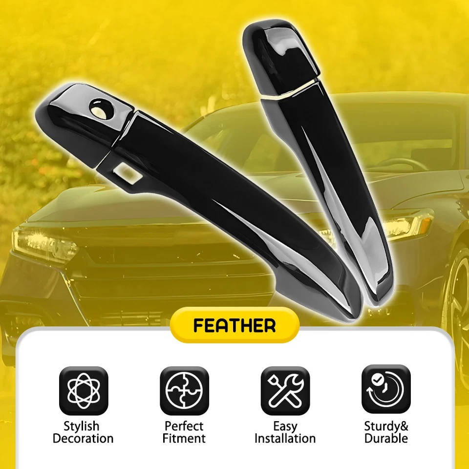 Tapas de cubierta de manija de puerta exterior negro brillante para Honda Accord 2018-2022 4 piezas Foto 3 de 4