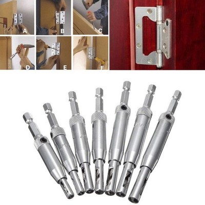 Self Centering Hinge Drill Bit Set 7Pcs for Cabinet Door Precise Pilot Holes