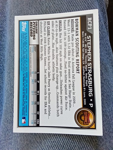 2010 Bowman Chrome - Prospects Stephen Strasburg #BCP1 (RC) Read Descript 4235 - Picture 2 of 2