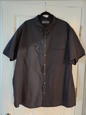 Roundtree & Yorke Performance Fishing Vented Shirt Mens 3XB Black Short Sleeve