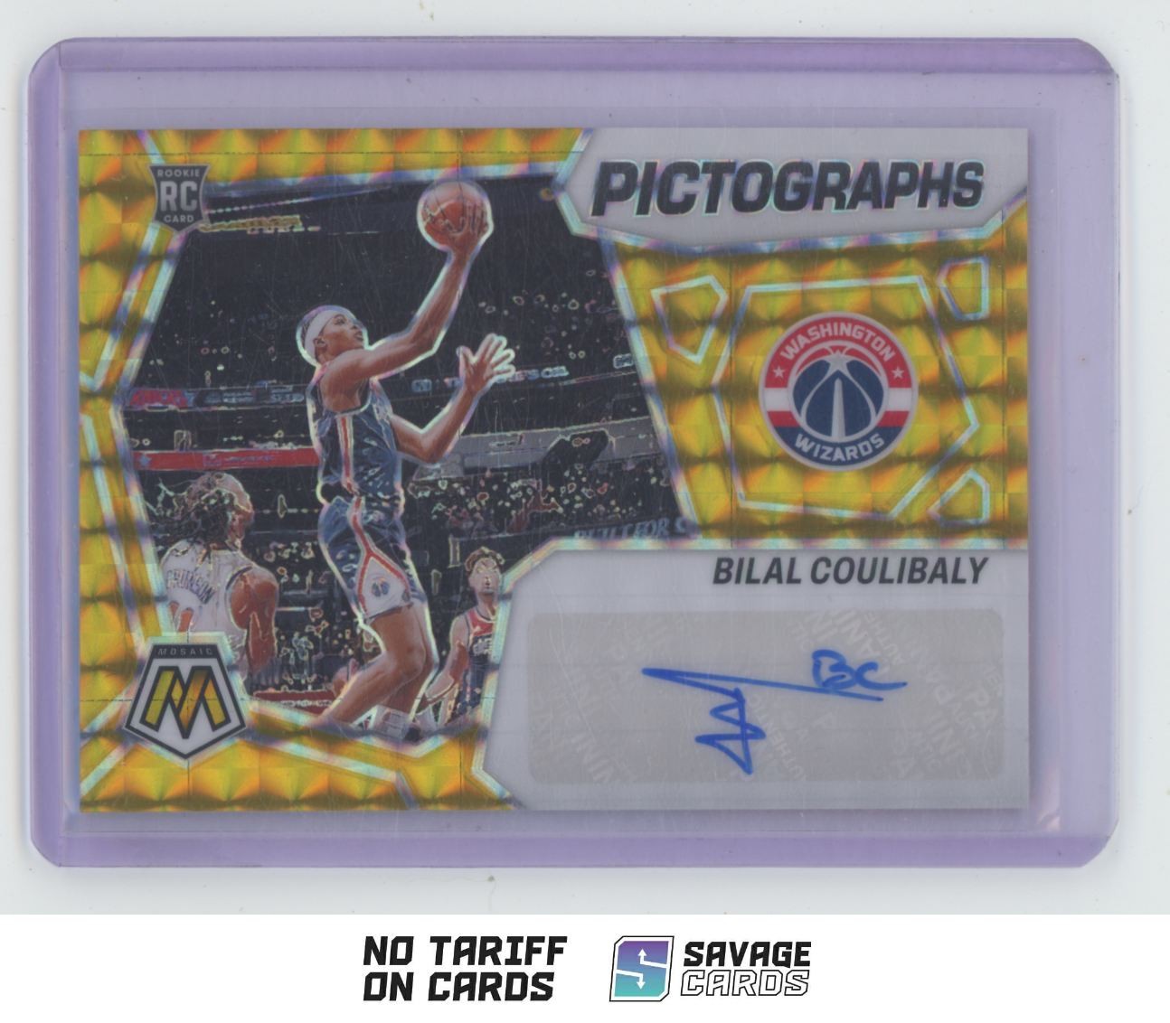 2023-24 Panini Mosaic Pictographs Gold Auto Gold Bilal Coulibaly /10 #PM-BIL