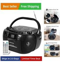 TR621 CD Player Boombox, Cassette Tape Player AM FM Radio, Stereo Sound, USB NEW