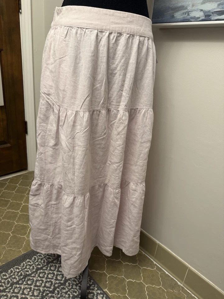 Falda Matty M Para Mujer Púrpura Claro Cintura Elástica Mezcla de Lino en Niveles Talla XL NUEVA CON ETIQUETAS Foto 2 de 4
