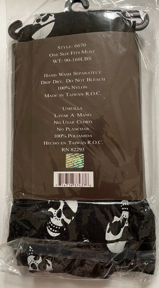 Leg Avenue Opaco Negro Muslo Alto con Estampado de Calavera Pirata Nuevo 6670 Foto 2 de 4