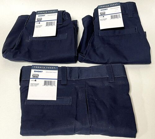 3 Pairs Navy Shorts French Toast School Uniform Size 4 Adjustable Waist H9200 - Picture 1 of 8