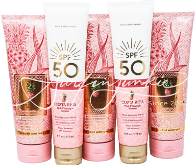 Bath & Body Works Costa Rica Pink Pineapple Sunrise Body Cream 3pc Sunscreen 2pc
