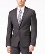 Ryan Seacrest Distinction Grey Solid Peak Lapel Modern Fit Blazer Grey 44R # 17